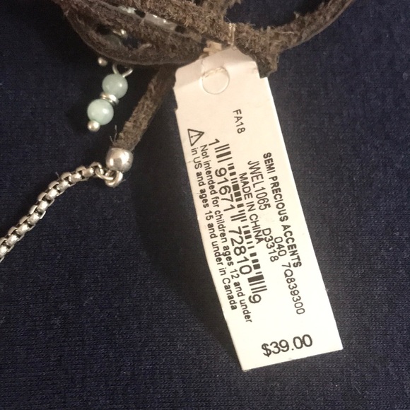 NWT silver & gray boho leather adjustable necklace - Picture 5 of 5